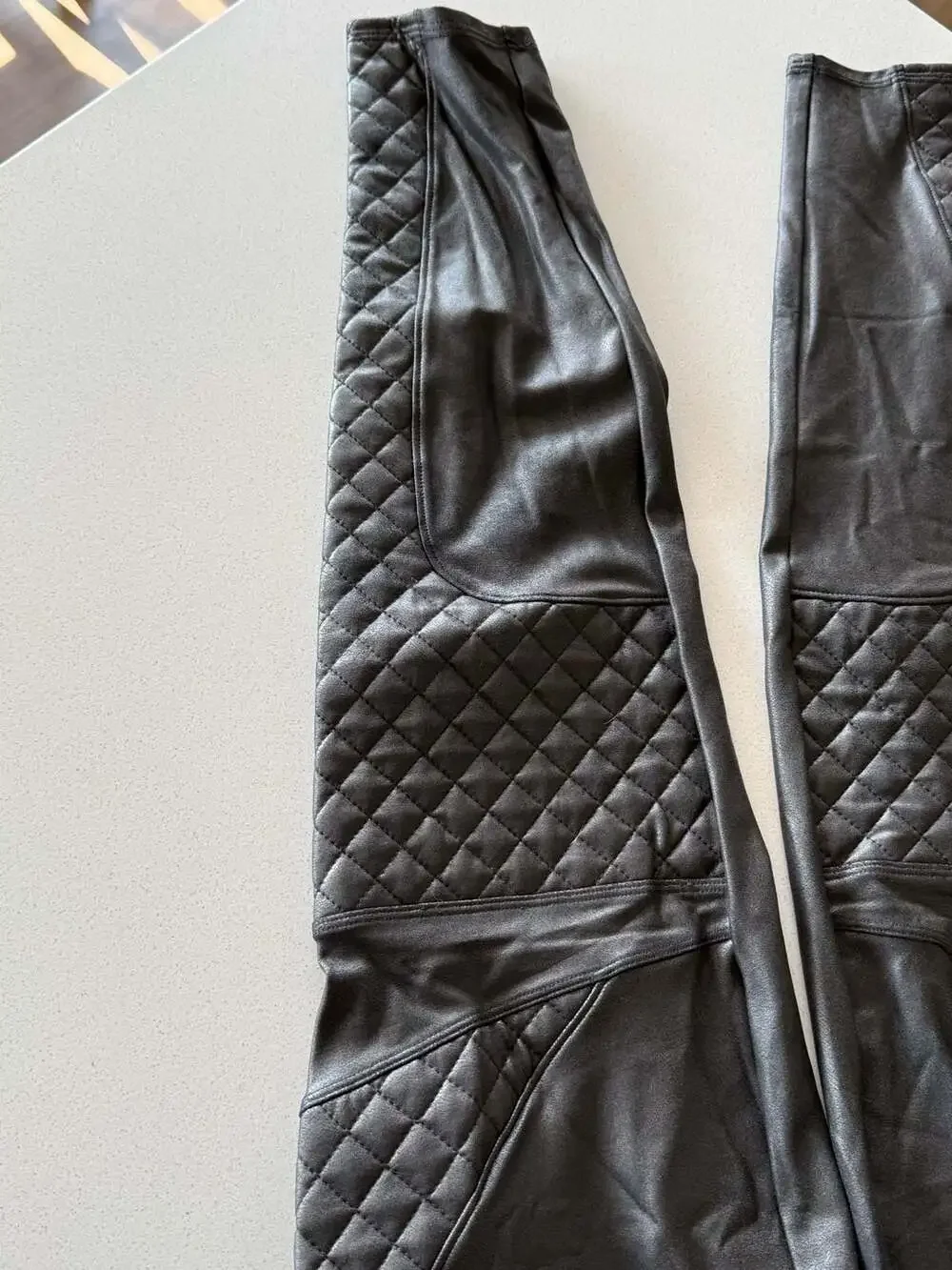 Spanx Faux Leather Quilted Moto Leggings